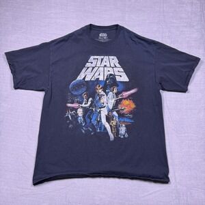 Mens Star Wars 2XLT T Shirt Navy Blue Graphic Print Darth Vader‎ Luke Skywalker